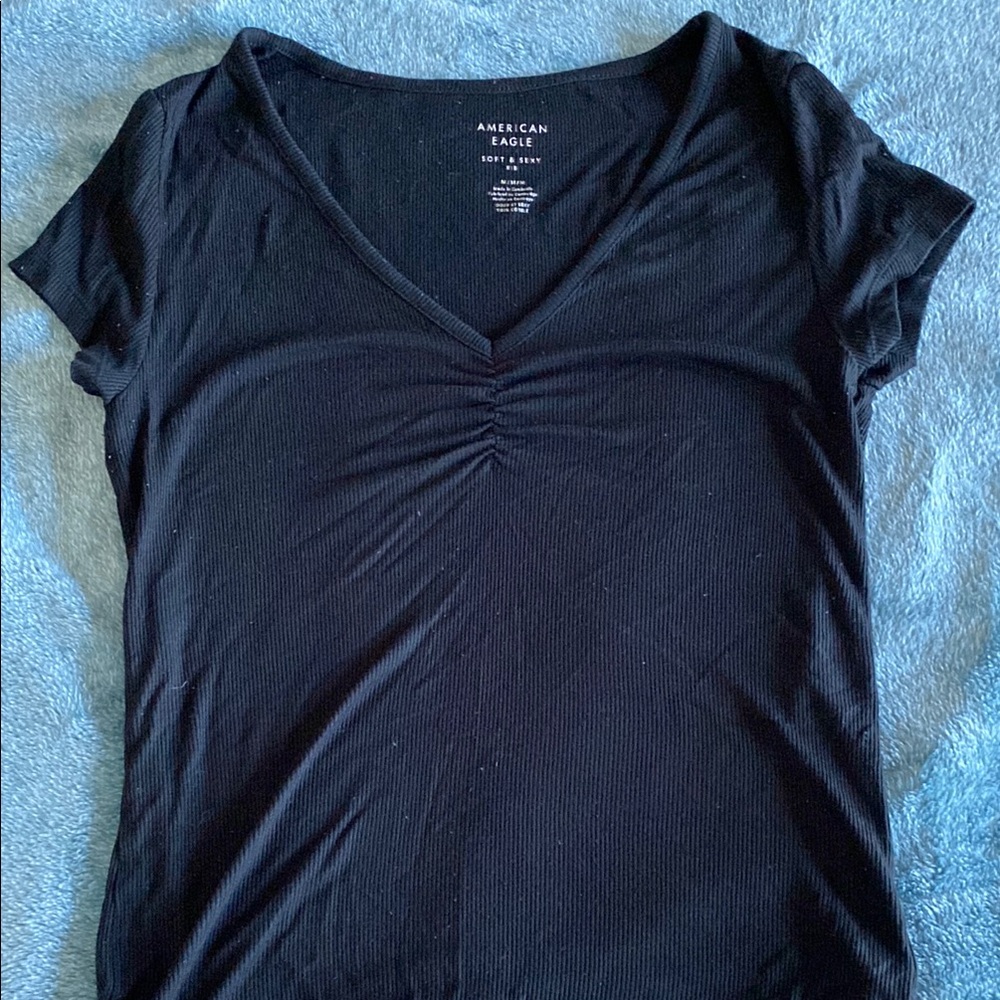 American Eagle Outfitters Black V-Neck Women's Top